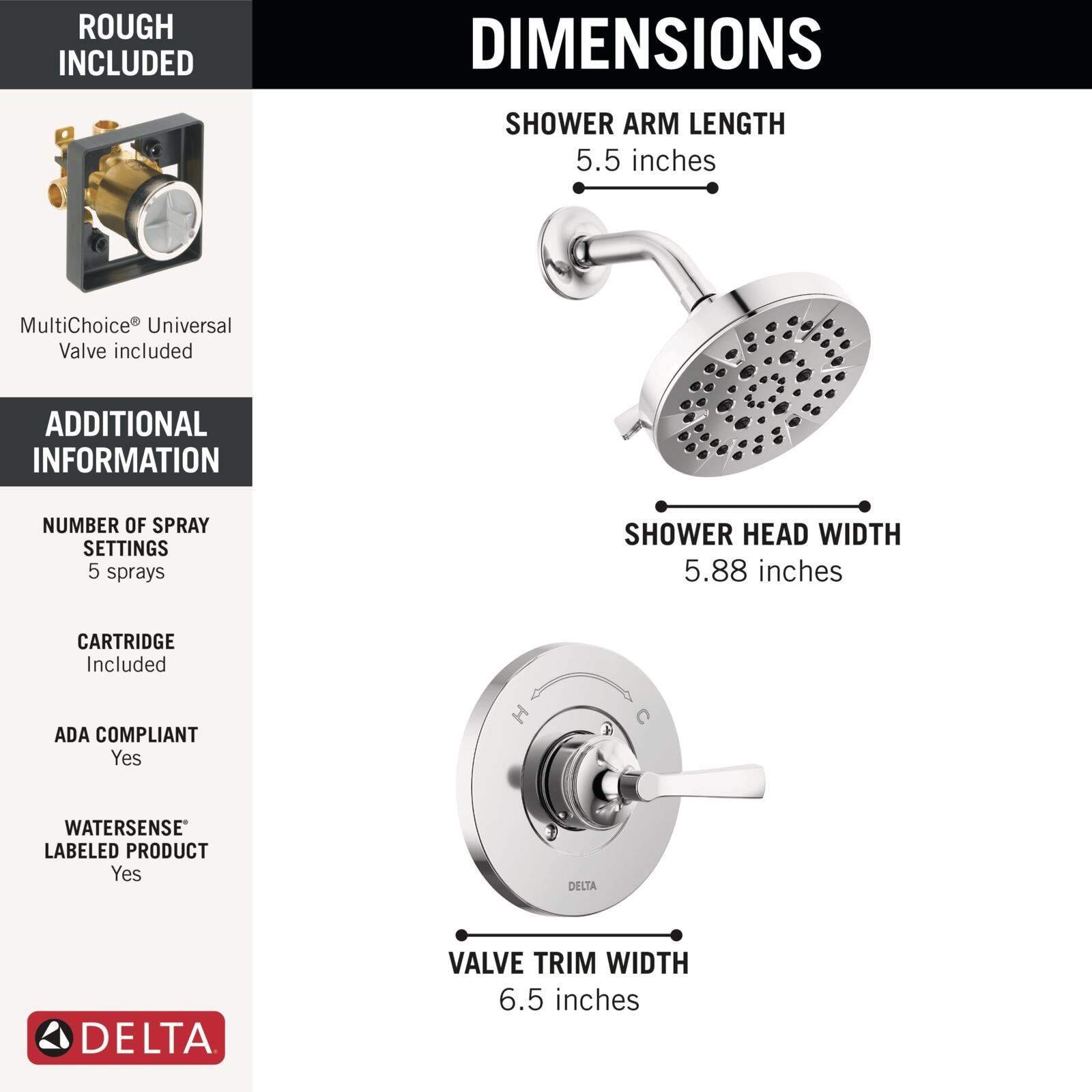 Delta Faryn Single Handle 5-Spray Shower Faucet