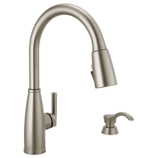 Varos Single Handle Pull-Down Kitchen Faucet with Soap Dispenser and ShieldSpray Technology (Recertified)