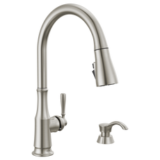 Delta Capertee Single Handle Pull-Down Kitchen Faucet with Soap Dispenser and ShieldSpray Technology
