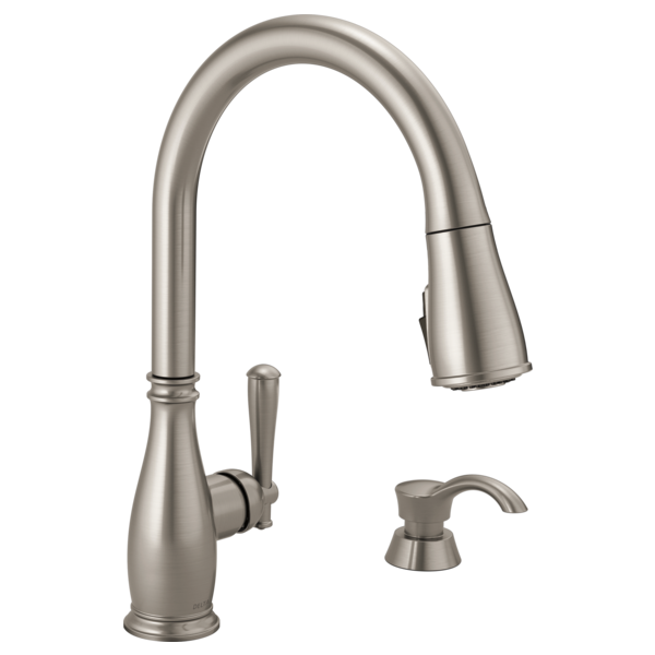Charmaine Single Handle Pull-Down Kitchen Faucet with Soap Dispenser and ShieldSpray Technology (Recertified)