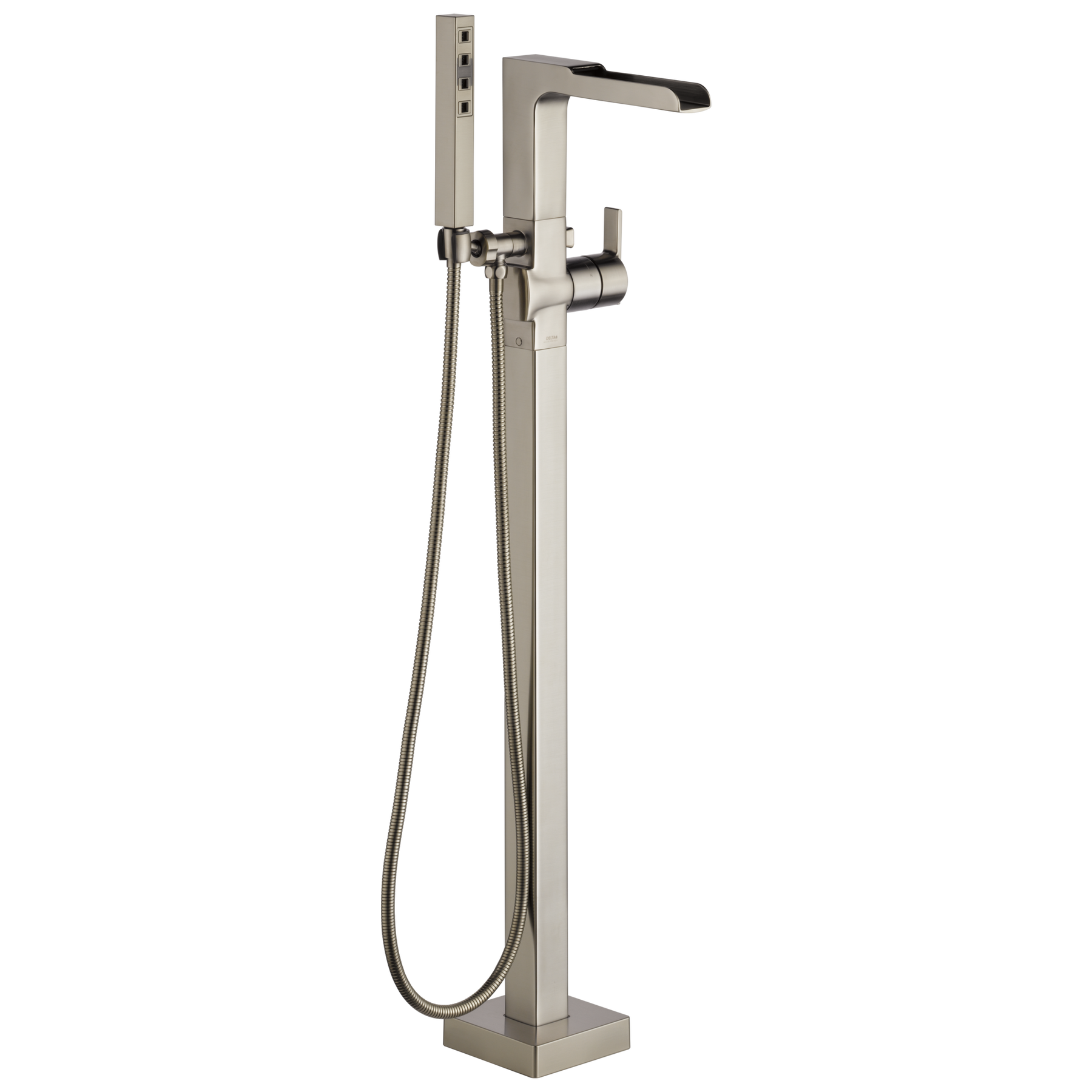 Delta Ara Single Handle Floor Mount Channel Spout Tub Filler Trim with Hand Shower