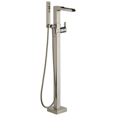 Delta Ara Single Handle Floor Mount Channel Spout Tub Filler Trim with Hand Shower