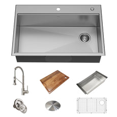 Kraus Olson All-In-One 33 in. Kitchen Sink and Faucet Combo