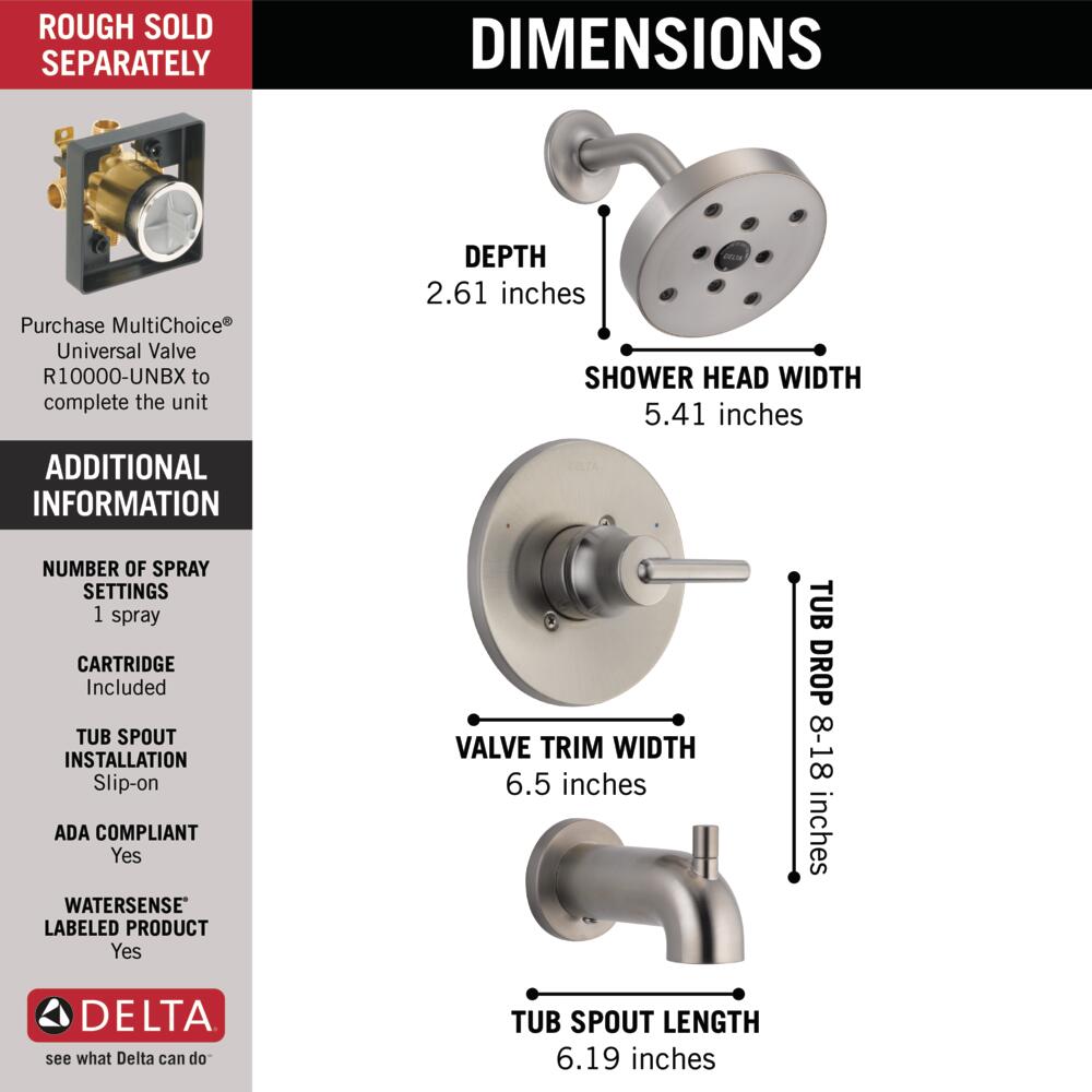 Delta Trinsic Monitor 14 Series H2OKinetic Tub & Shower Trim