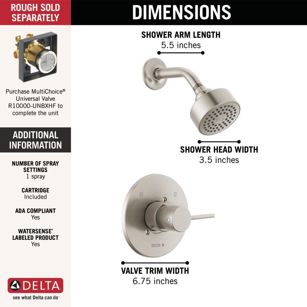 Delta Modern Cylindrical Single Handle Wall-Mount Shower Only Trim Kit (Valve Not Included)