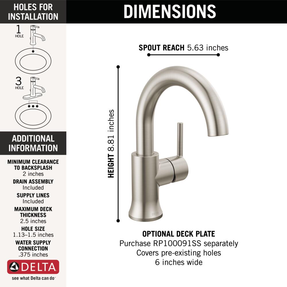 Delta Trinsic Single Handle Bathroom Sink Faucet