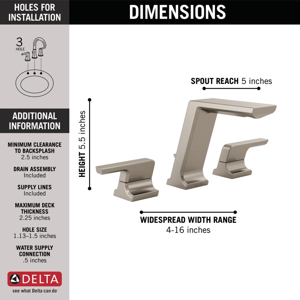 Delta Pivotal Two Handle Widespread Bathroom Faucet