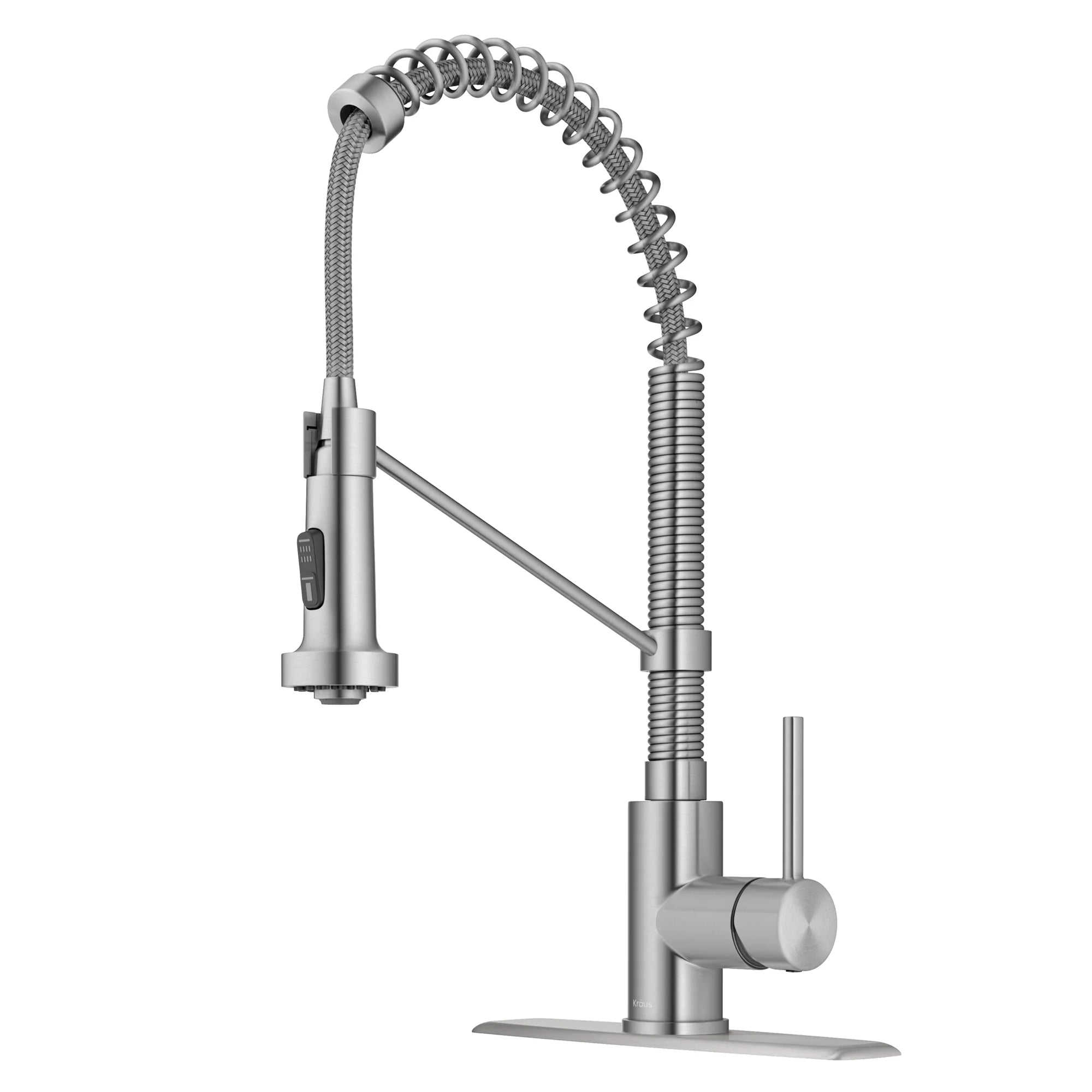 KRAUS Bolden Commercial Style Pull-Down Single Handle Kitchen Faucet with Deck Plate