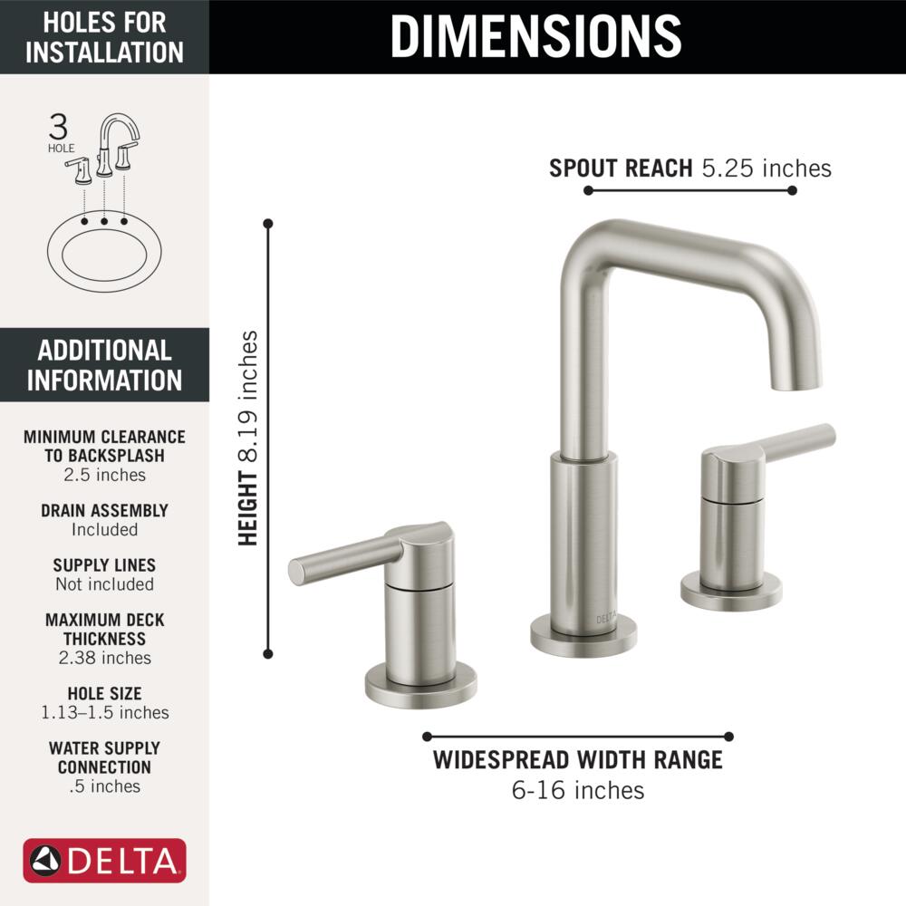 Delta Nicoli 8 in. Widespread Two Handle Bathroom Sink Faucet