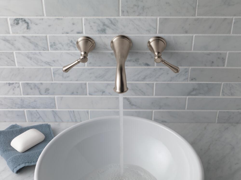 Delta Cassidy Two Handle Wall Mount Bathroom Faucet Trim