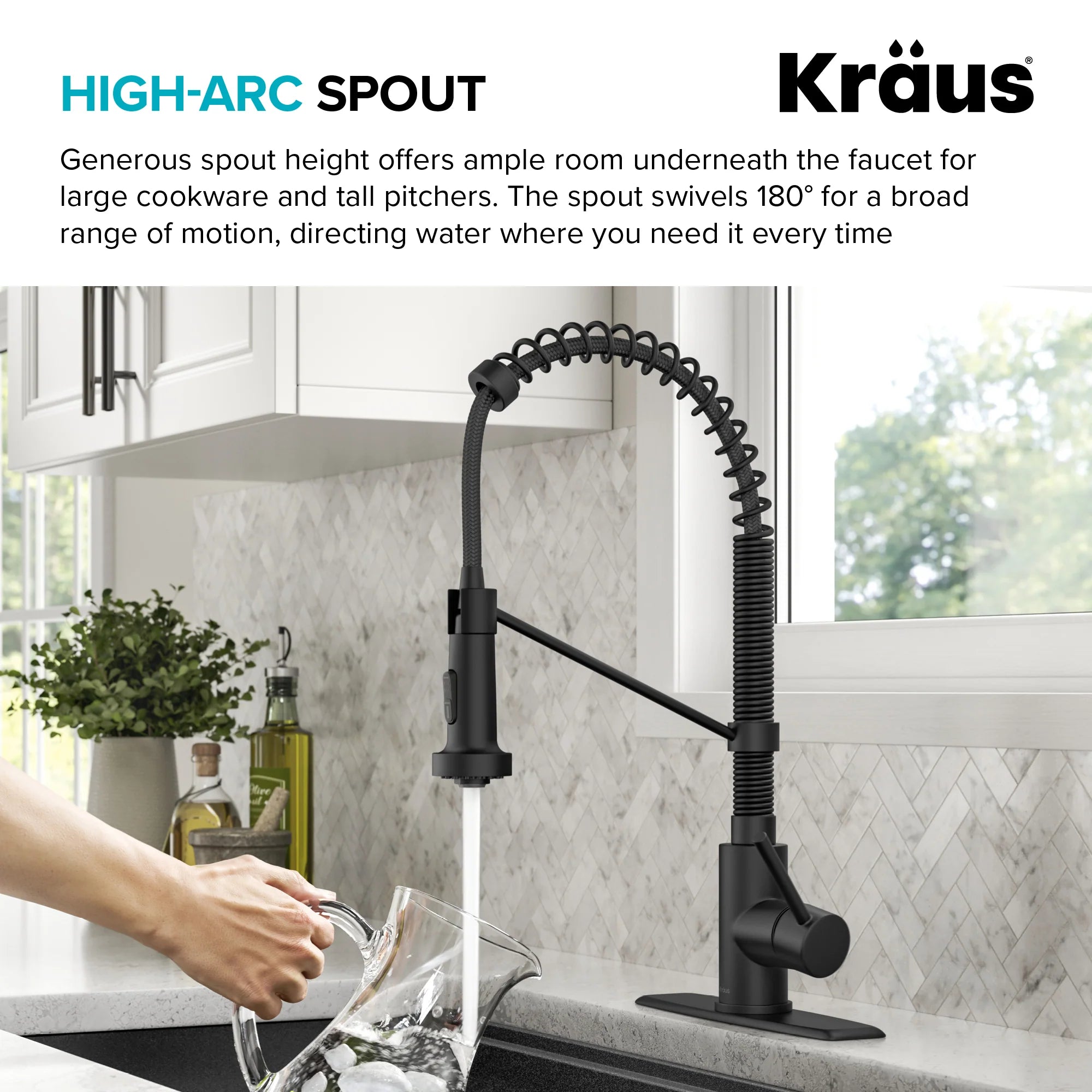 KRAUS Bolden Commercial Style Pull-Down Single Handle Kitchen Faucet with Deck Plate