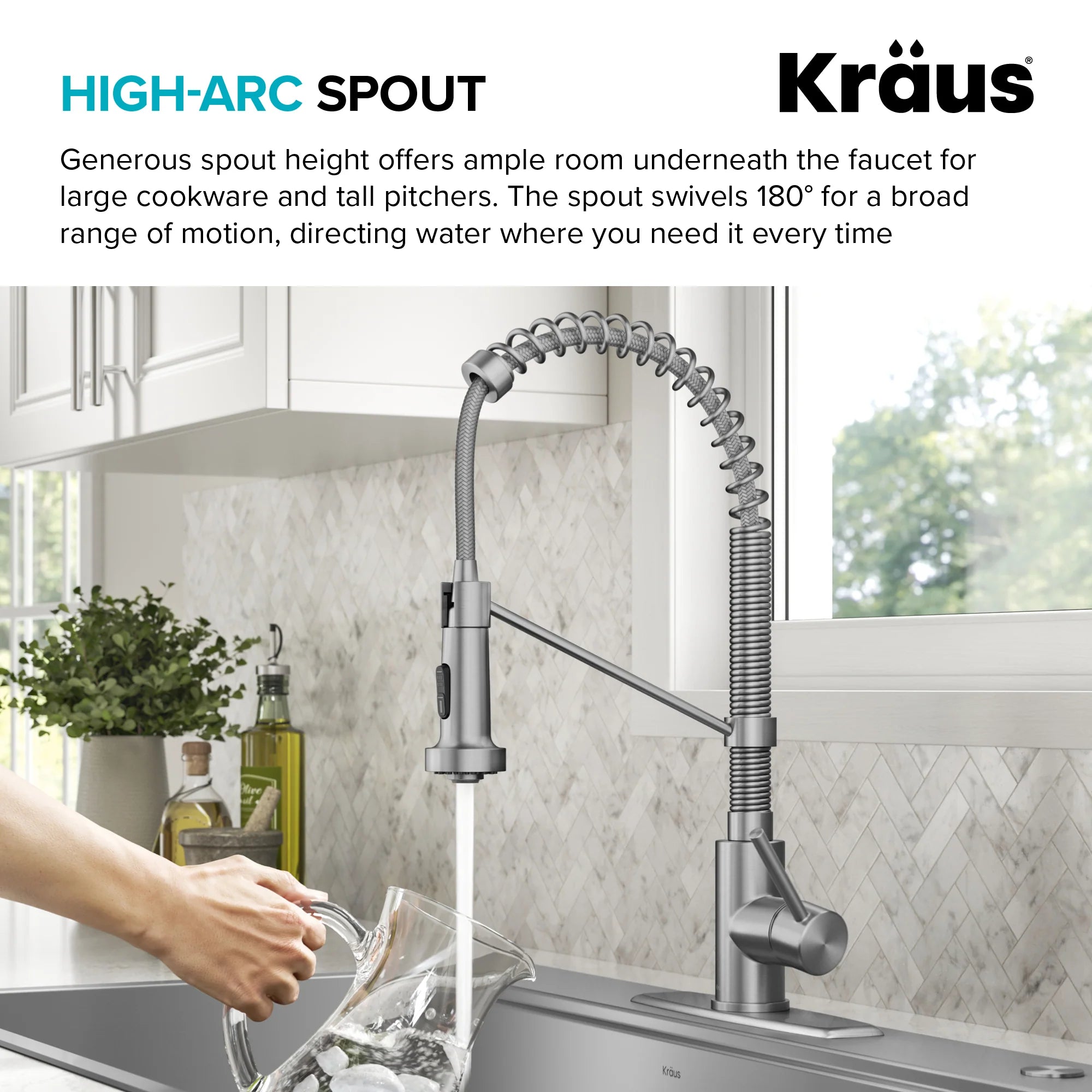 KRAUS Bolden Commercial Style Pull-Down Single Handle Kitchen Faucet with Deck Plate