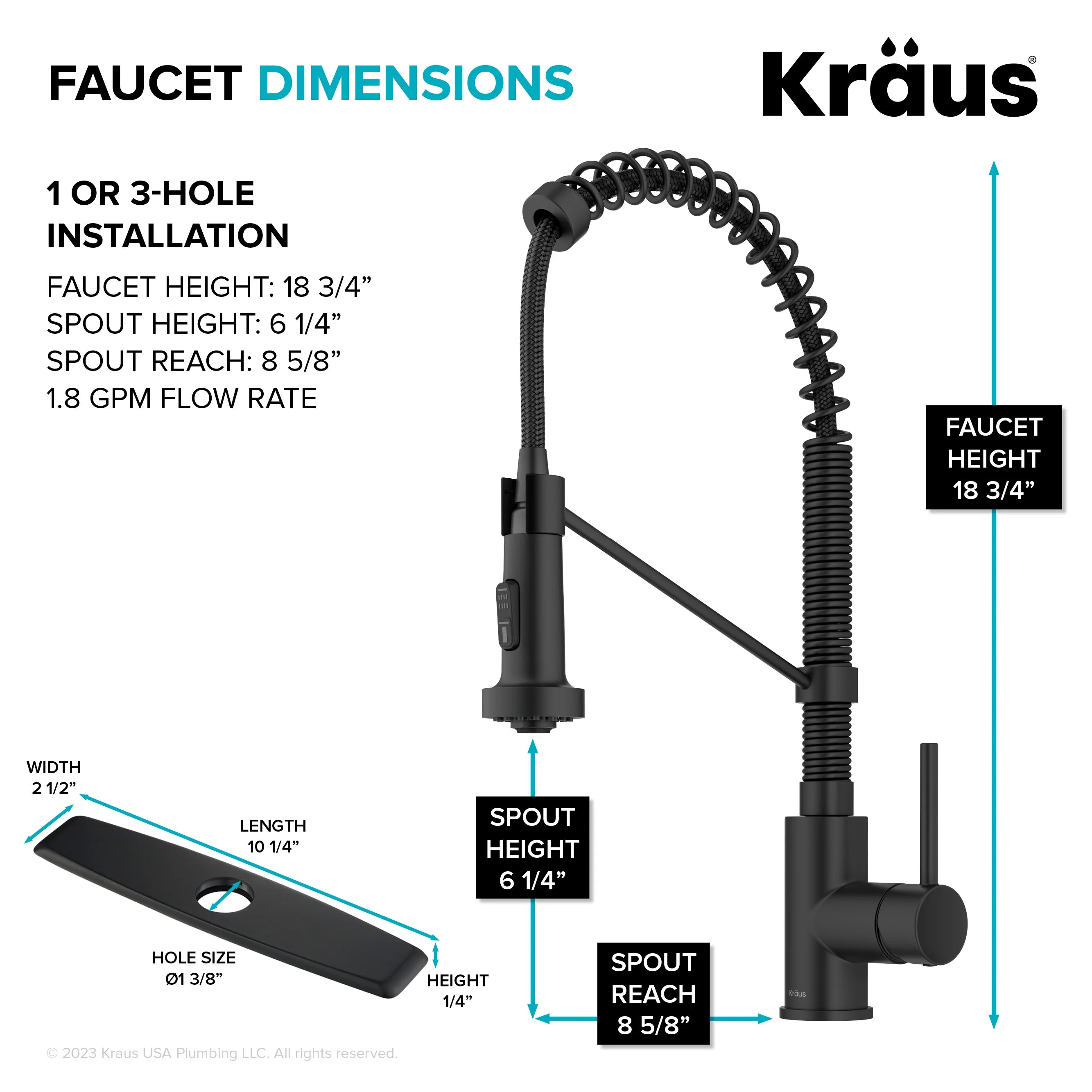 KRAUS Bolden Commercial Style Pull-Down Single Handle Kitchen Faucet with Deck Plate