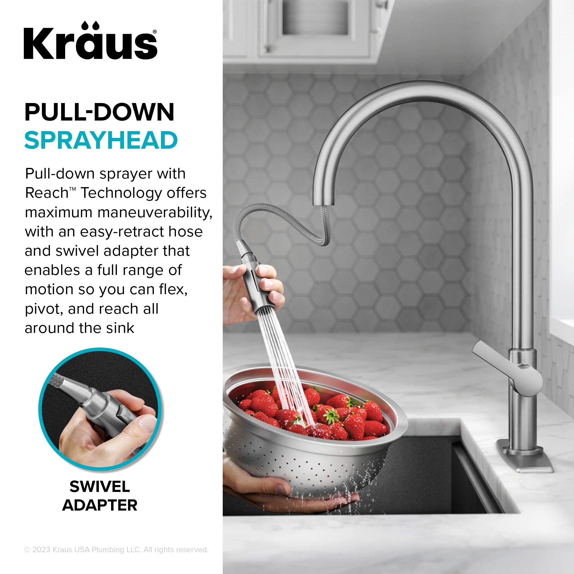 KRAUS Oletto High-Arc Single Handle Pull-Down Kitchen Faucet with Deck Plate