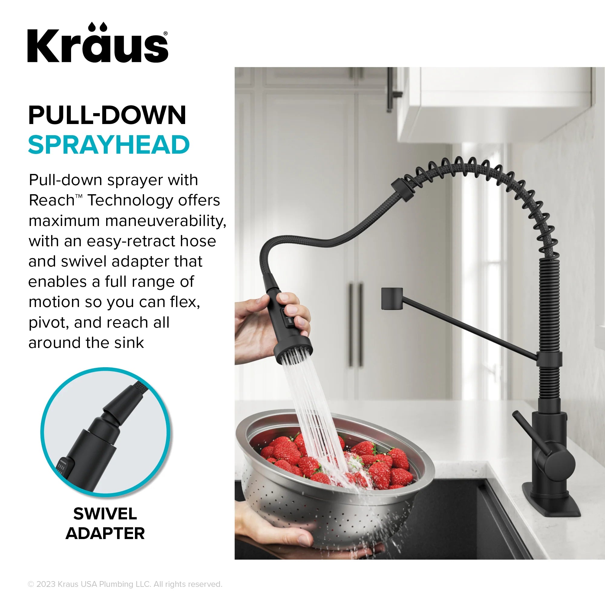 KRAUS Bolden Commercial Style Pull-Down Single Handle Kitchen Faucet with Deck Plate