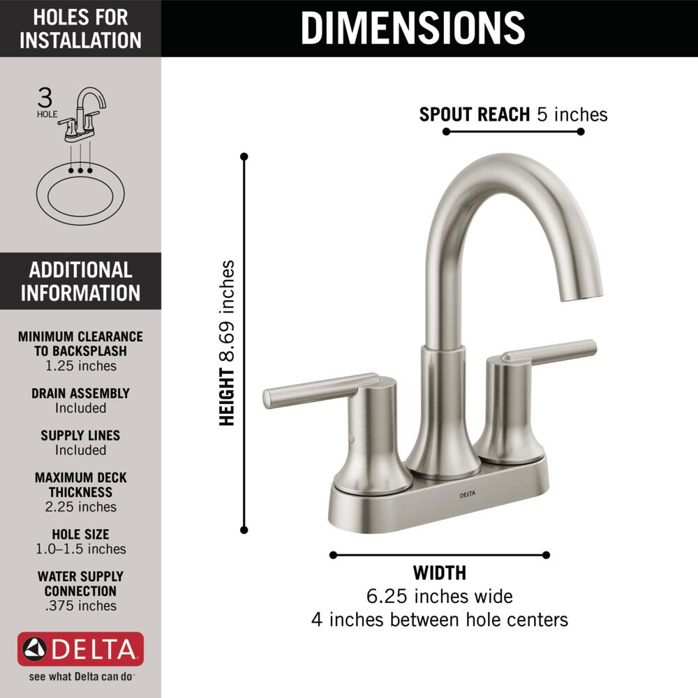 Delta Trinsic Two Handle Centerset Bathroom Faucet